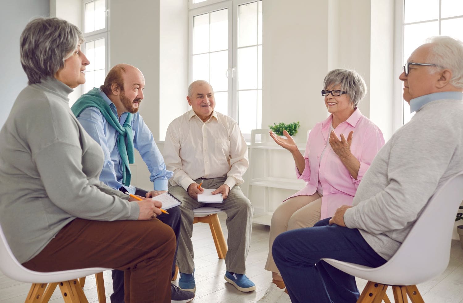 Small older adult group therapy meeting